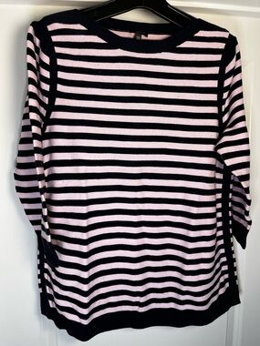 Striped Pink and Navy Blue Knit Sweater, XL